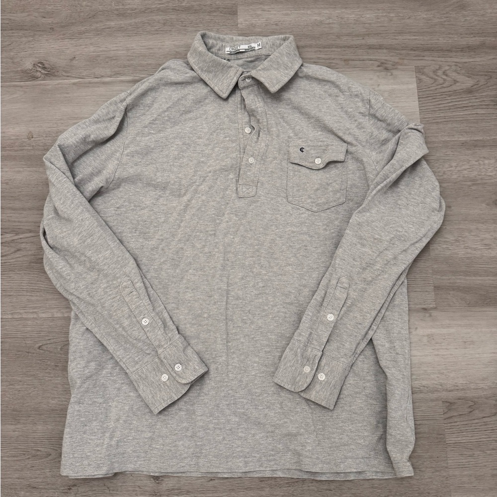 Criquet Golf Mens XXL Long Sleeve Polo Shirt Gray 100% Organic Cotton